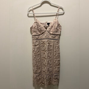 Bardot Botanica Lace Cut-Out Midi Dress Beige Size 10